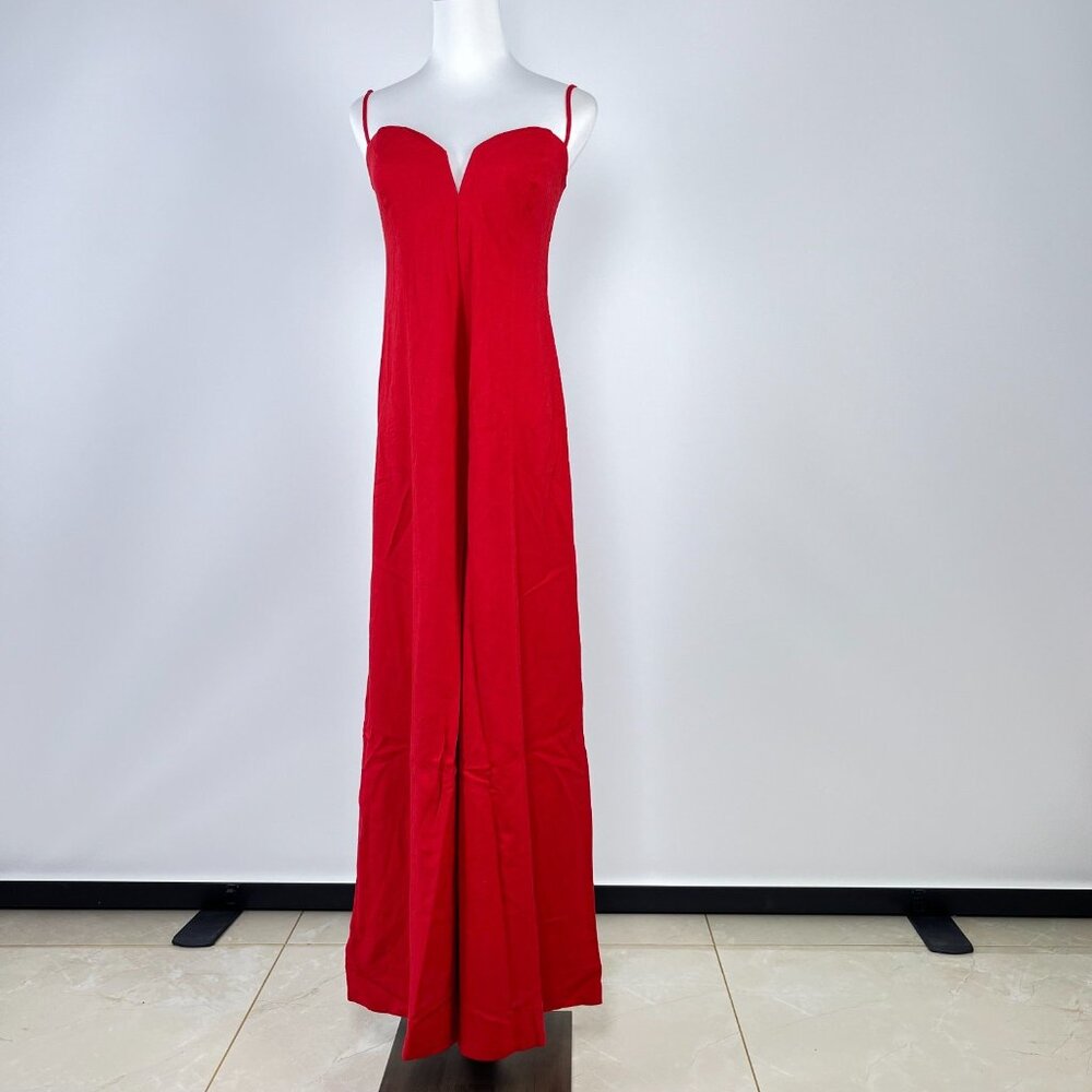 NWOT Farm Rio Linen Blend Sleeveless Halter Wide Leg Jumpsuit Sz XL Red - Picture 5 of 16